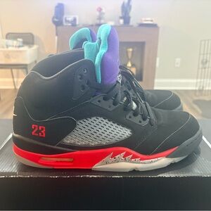 Air Jordan 5 Style Black/Red Retro Sneakers